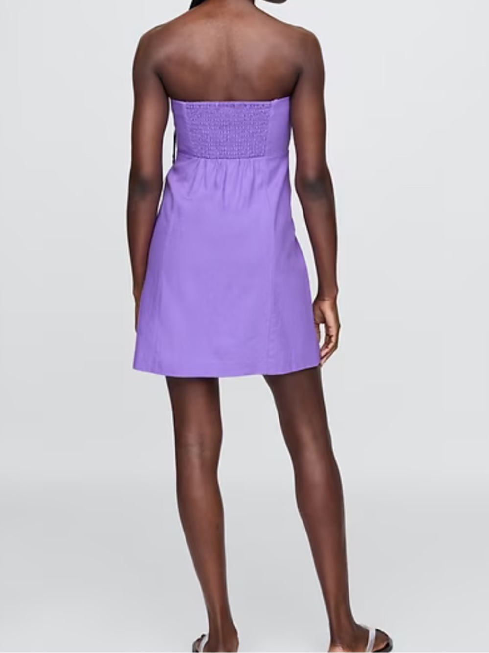 Linen-Blend Mini Dress - Picture 2 of 9